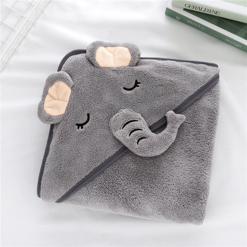 Kapuzen-Badetuch aus Flauschfleece mit Tier-Motiven