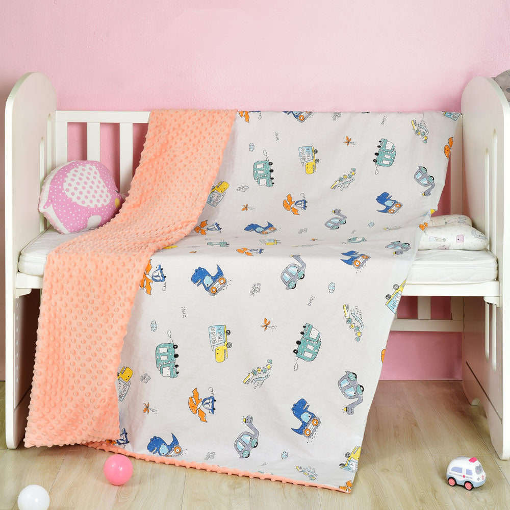 Zweiseitige Babydecke aus Baumwolle – kindgerechte Motive & unifarbene Rückseite