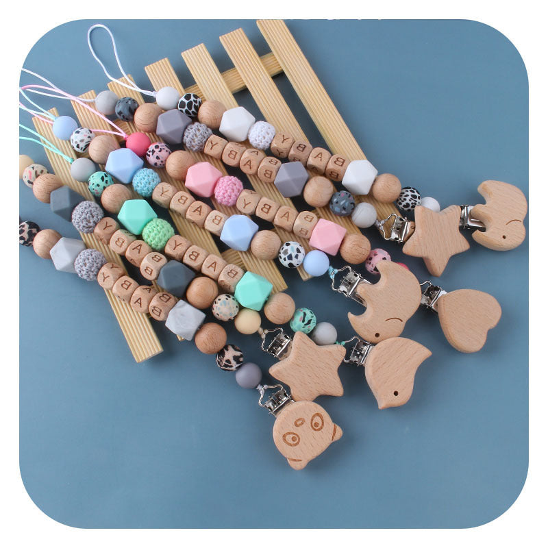 Schnullerkette aus Silikon & Holz