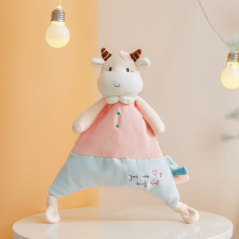 Plüsch-Kälbchen Babyset – Greifling, Rassel & Schmusetier in zarten Farben