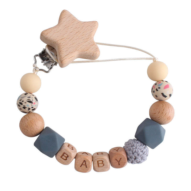 Schnullerkette aus Silikon & Holz