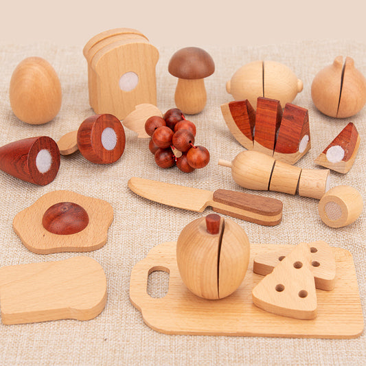 Holz Obst zum schneiden, Verbunden durch Klettverschluss