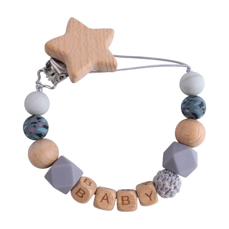 Schnullerkette aus Silikon & Holz
