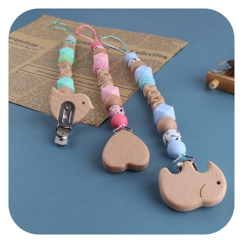 Schnullerkette aus Silikon & Holz