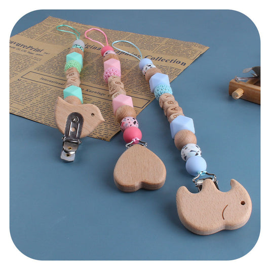 Schnullerkette aus Silikon & Holz